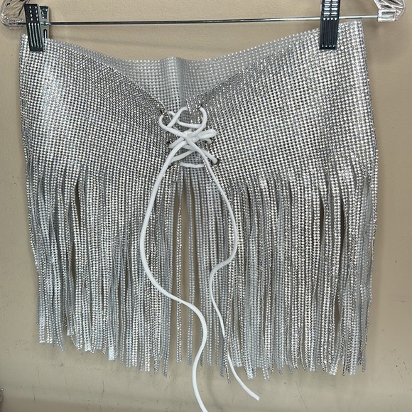 Ciao Adirana Rhinestone Silver Corset Belt - Picture 11 of 16